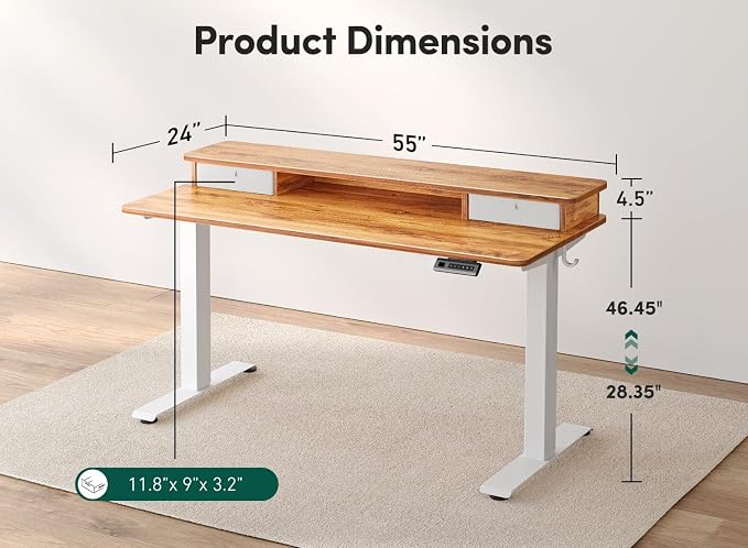 FEZIBO 55 x 24 Inch Height Adjustable Electric Standing Desk - Image 3