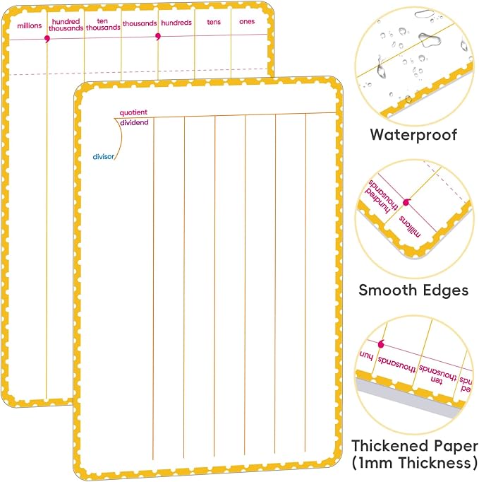 10 Packs Division Whiteboards, Dual-Sided Erasable Design - Image 4