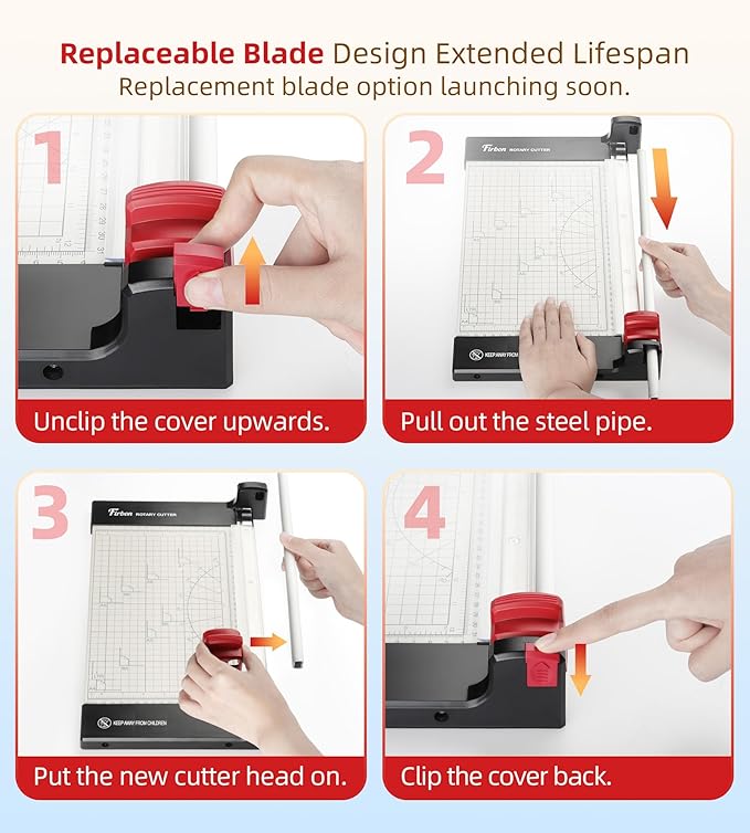 Firbon 12" Rotary Paper Trimmer with Replaceable Blade, Heavy Duty 12-Sheet Capacity Cutter for Cardstock, Photos, Scrapbooking, Office, School & Studio-DeskLoop Office