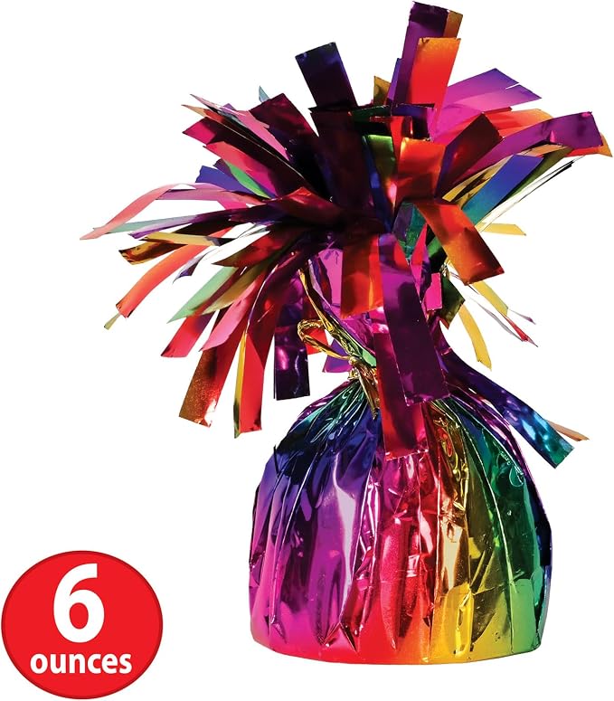 Beistle 6 Piece Rainbow Metallic Plastic Wrapped Balloon Weights - Image 2