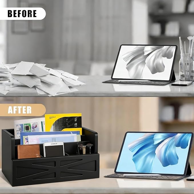 Mail Organizer Countertop, Wood Mail Holder Sorter - Image 7