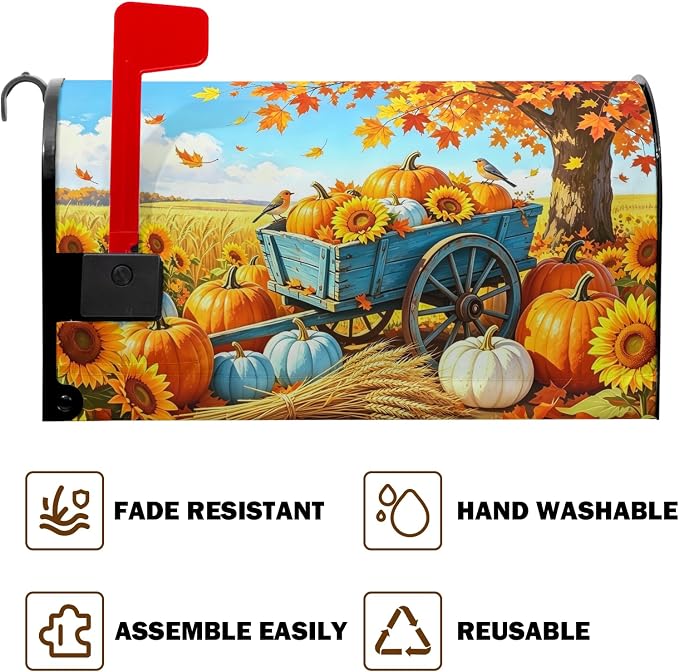 Fall Pumpkin Mailbox Covers Magnetic Standard Size Thanksgiving Sunflower - Image 5