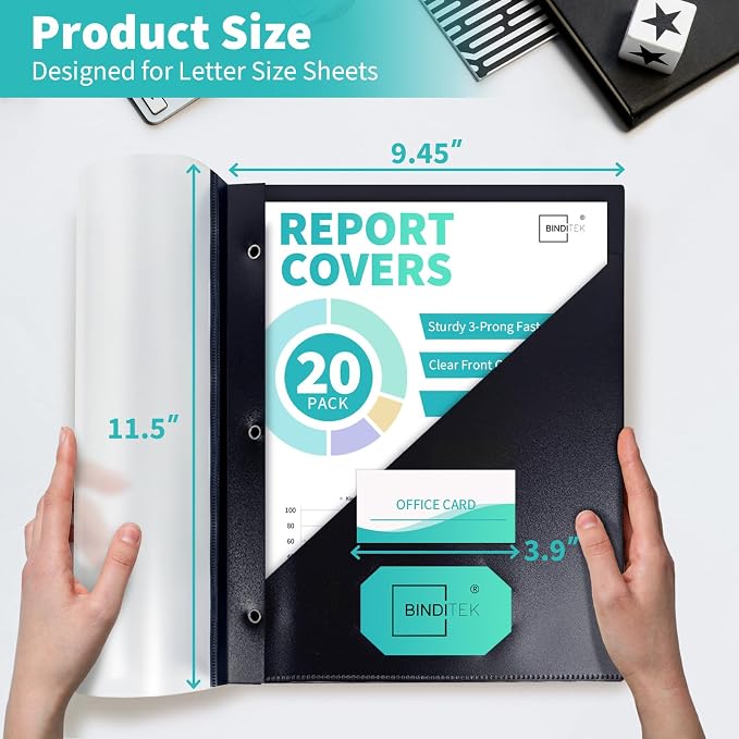 Binditek 20 Pack Clear Front Report Covers - Image 2