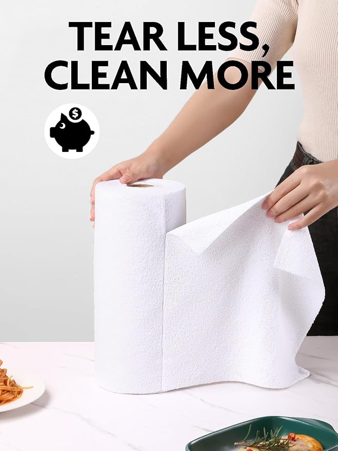 Fantasticlean Microfiber Cleaning Cloth Roll -90 Pack, Tear Away Microfiber Towels, 12" x 12", Reusable, Washable, Scratch Free, Ultra Absorbent Dish Rags for Car, Home, Garage or Shop (White)-DeskLoop Office