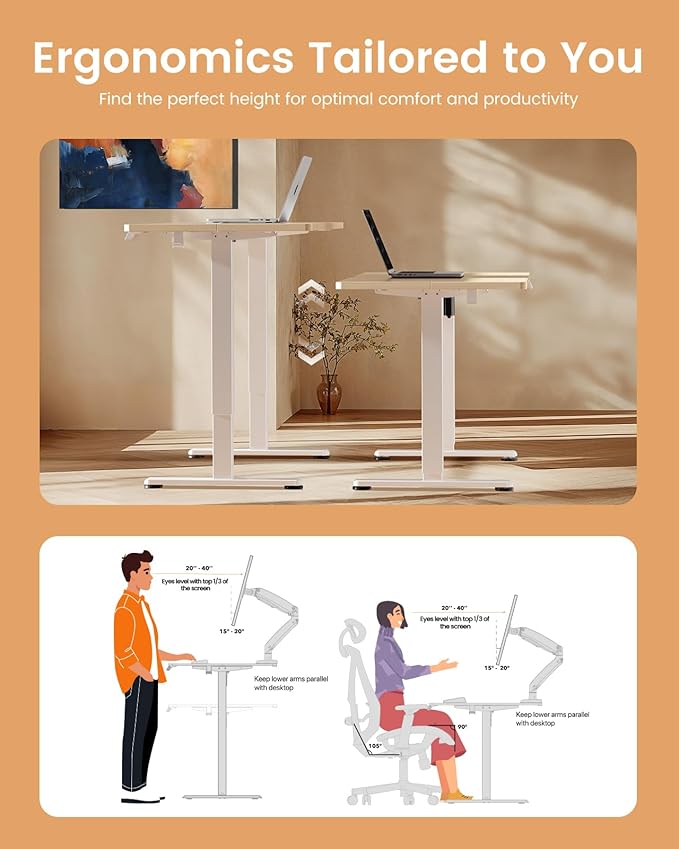 ErGear Electric Standing Desk, 44 x 24 Inches Height Adjustable Stand up Desk - Image 7