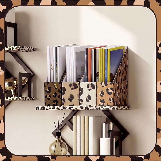 AmazingSpark Set of 4 Leopard Print Magazine Holder Decorative Foldable - Image 6