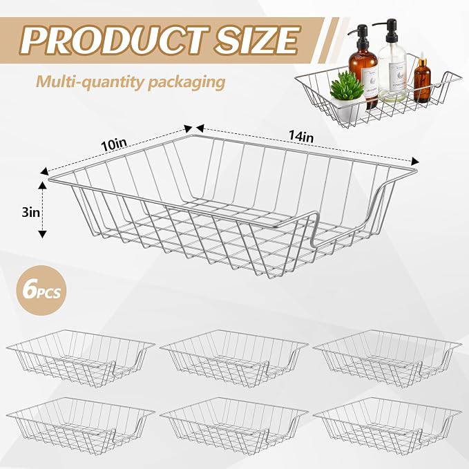 Yeaqee 6 Pcs Letter Tray Wire Paper Trays Stackable File Desk Organizer Metal - Image 3