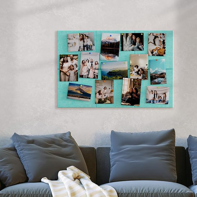 MaxGear Felt Bulletin Board 36" x 24", Aqua Blue Felt Wall Tiles Push Pins | - Image 7