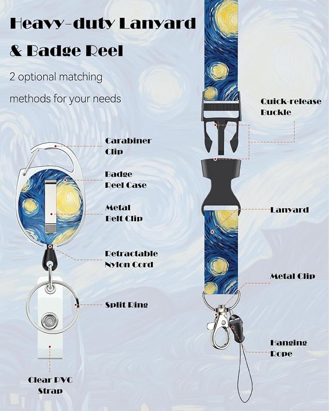 Uniclife Fashionable Sliding Badge Holder Starry Night Plastic Card Holder - Image 5