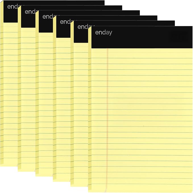 Emraw Jr. Legal pad, legal/wide Ruled Writing Pad. Perforated Edge. 5" X 8" by ENDAY