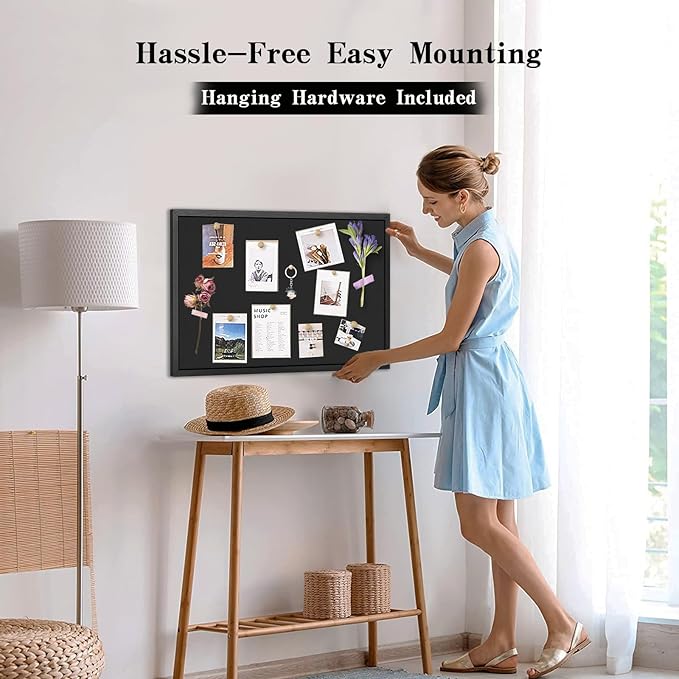 Miratino Large Bulletin Board, 36 "x 24" Black Cork Boards for Walls with Frame, Pin Display Board Vision Board for Home School Office Decor-DeskLoop Office