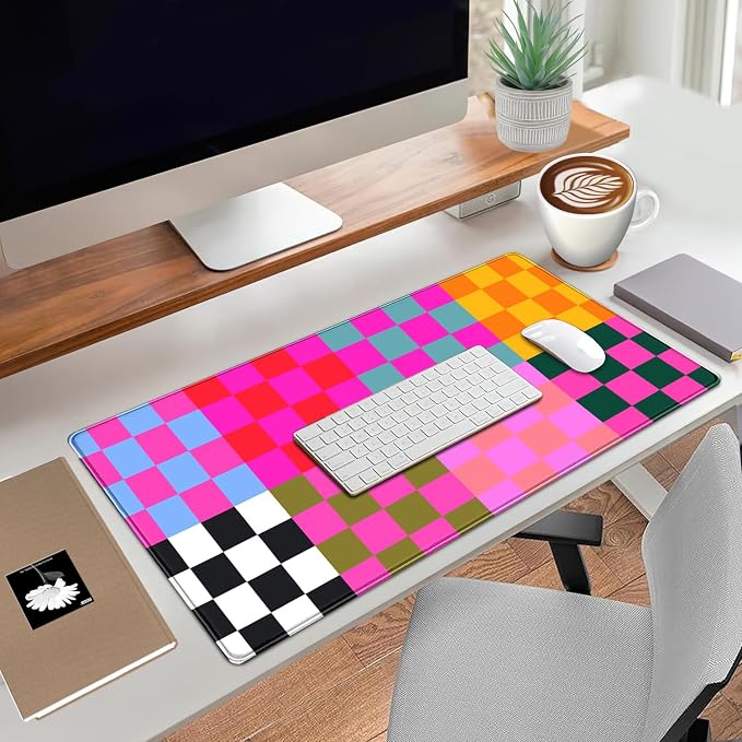 Checkered Desk Mat Pink Desk Matt - Image 2