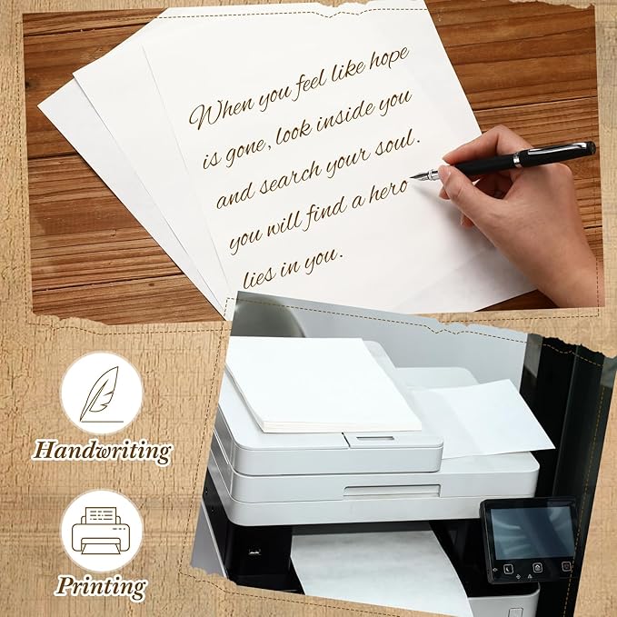 Epakh 100 Pcs Old Age Parchment Paper 8.5 x 11 Inch Standard Letter Vintage Colored Old Parchment Semblance Double Side Printing Paper (White)-DeskLoop Office