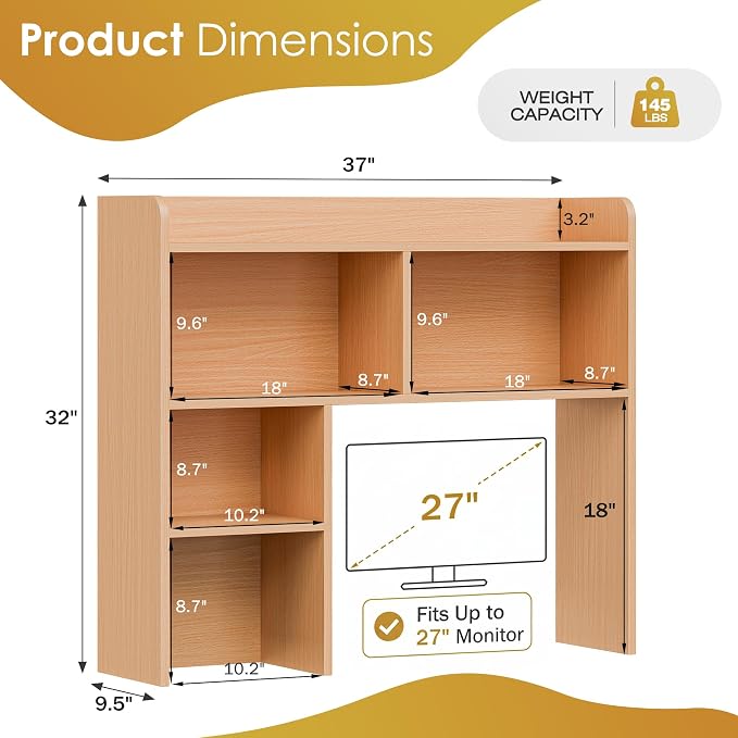 SUPER DEAL Desktop Bookshelf, Countertop Storage Hutch - Image 3
