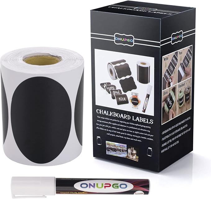 ONUPGO Chalkboard Labels-180pcs Waterproof Reusable Blackboard Stickers by ONUPGO