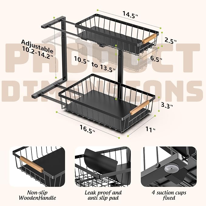 Dihmpor Under Sink Organizer and Storage, Slide Out Under Cabinet Storage Pull - Image 7