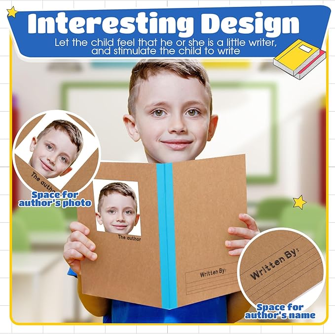 Henoyso 20 Pcs Primary Composition Notebook 9 3/4 x 7 1/2 Inch Kids Journal, Back to School Supplies, K-2 Primary Writing Notebook for Kids Student Draw and Write Story Journal (Blue)-DeskLoop Office