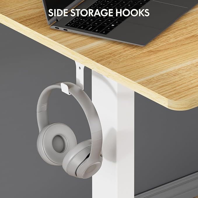 FLEXISPOT Standing Desk Electric Height Adjustable Desk with 40 x 24 Inch Splice Board, Home Office Computer Workstation, Maple Top + White Frame-DeskLoop Office