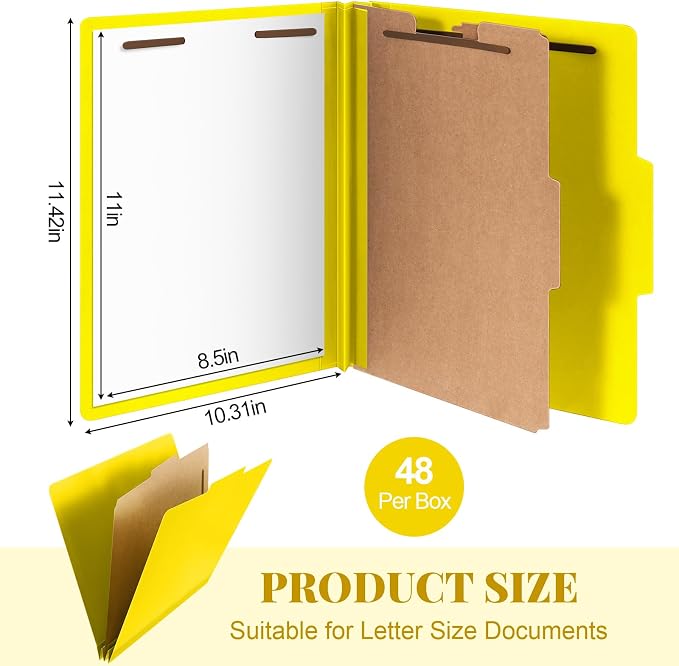 Skyygemm 48 Pcs Classification Folders Letter Size, 1 Divider Pressboard File - Image 2
