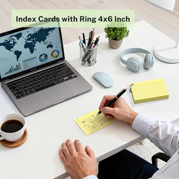 160 Pcs Index Cards with Ring 4 x 6 Inch Colored Heavyweight Ruled Flash Cards - Image 3