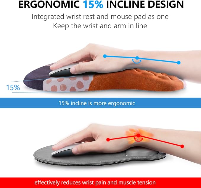 Mouse Pad Wrist Support, Laokiiy 2 in1 Keyboard Wrist Rest+ Ergonomic Mouse Pad - Image 2