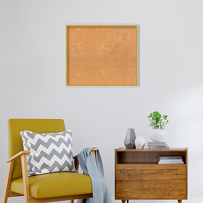 Amanti Art Natural Cork Board for Wall, 23x27 Vision Board with White Frame, Medium Corkboard Office Decor for Home Organization, Modern Corkboard Pinboard to Display Items for Home Organization in-DeskLoop Office