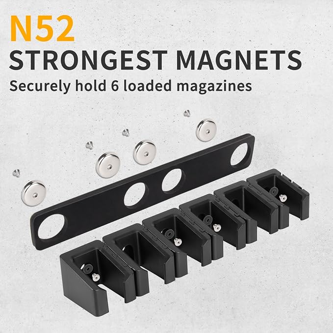 Adoreal Magnetic ABS 6 Standard Double Stack Mag Rack Wall Mount, Wall Magazine - Image 2