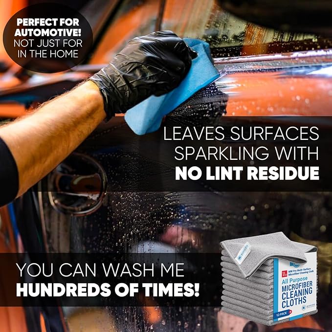 12" x 12" MW Pro Multi-Surface Microfiber Cleaning Cloths | Gray - 48 Pack | Premium Microfiber Towels for Cleaning Glass, Kitchens, Bathrooms, Automotive, Supplies & Products-DeskLoop Office