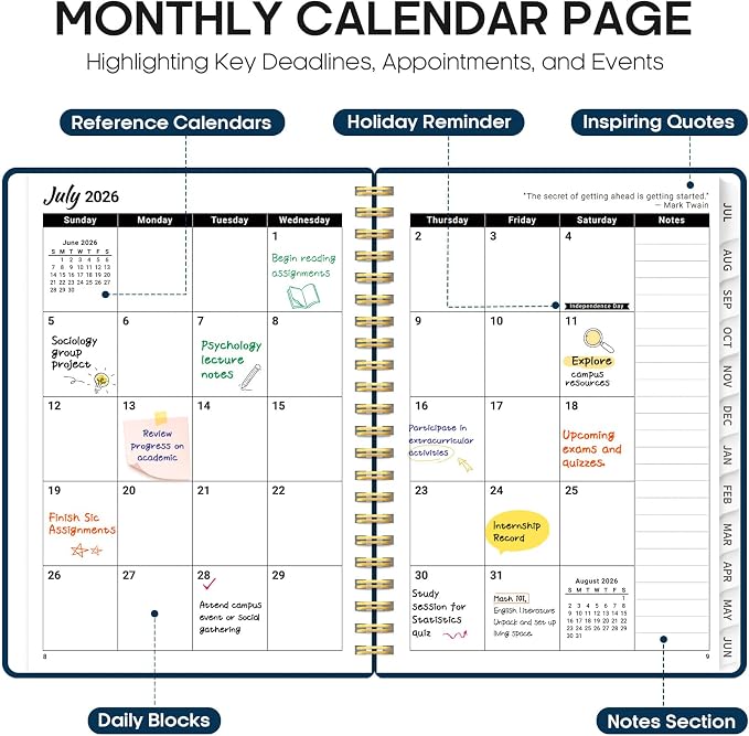Planner 2026-2027, 6.3" x 8.5" Weekly and Monthly Academic Year Planner Calendar - Image 2