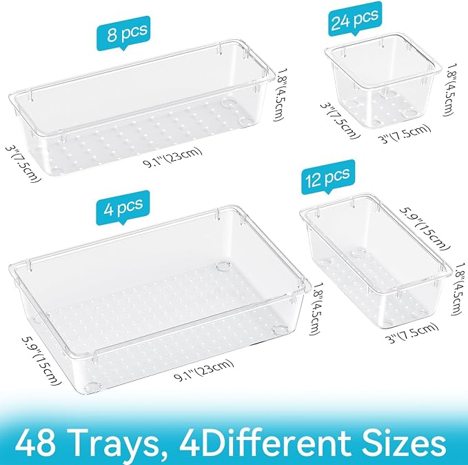 ElegantArray 48 PCS Drawer Organizer Set, 4 Sizes Tool Storage Trays, - Image 2