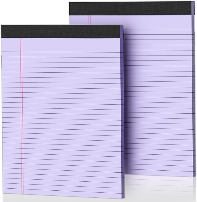 2 Pack Legal Pads 8.5 x 11 Purple Note Pads 8.5 x 11 Notepad 8.5 x 11 Micro Perforated Writing Pads 8.5 x 11 Lined Paper Pads Wide Ruled Pad of Paper 30 Sheets Notebook for Study, To-Do Lists, Office-DeskLoop Office