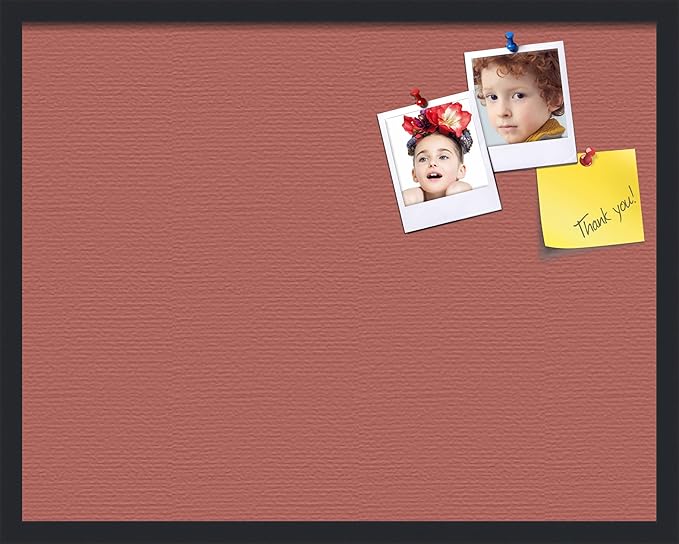 PinPix 28x22 Inch Cork Bulletin Board. This Decorative Framed Pin Board Comes with Crimson Pastel Design and a Satin Black Frame. Ideal for Home Office Decor or Message Board (PinPix-1807)-DeskLoop Office