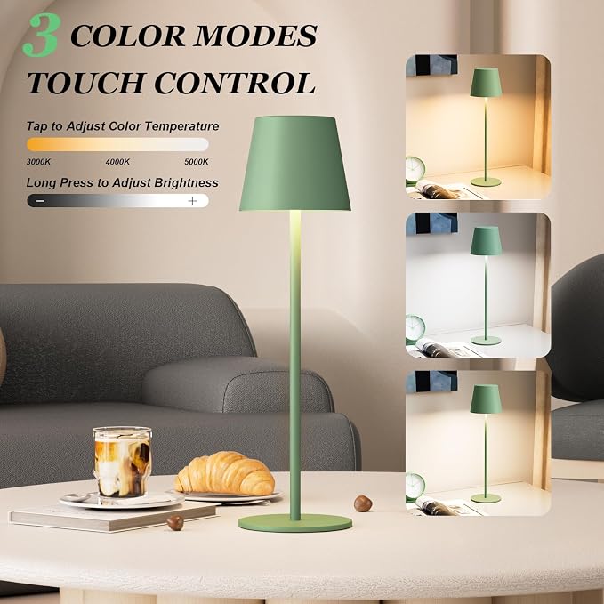 Kakanuo Cordless Table Lamp Rechargeable Green - Image 2