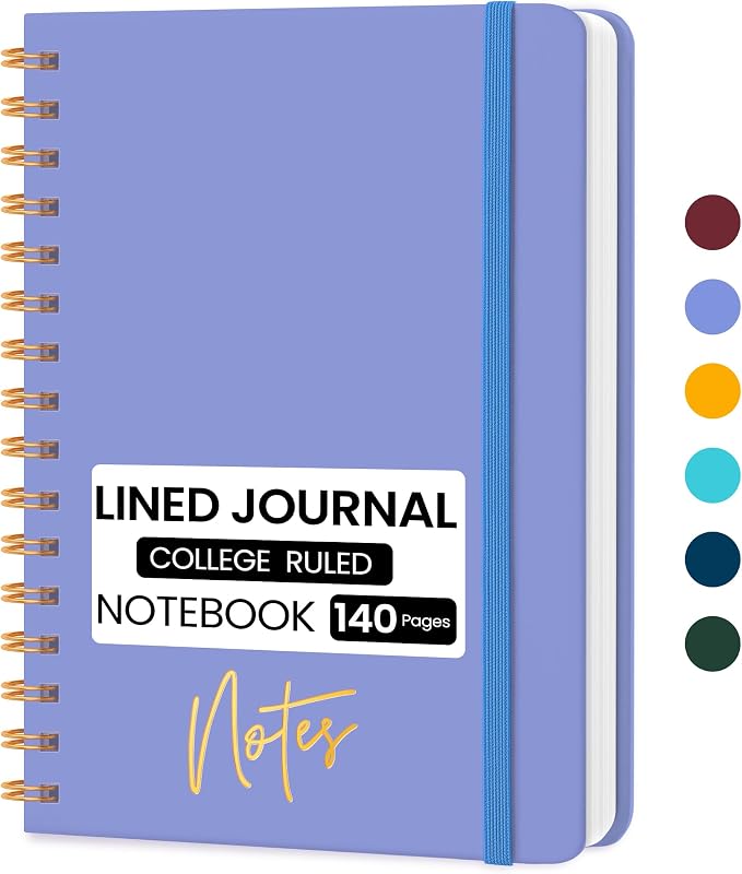 CICPAP Lined Spiral Journal Notebook, A5 College Ruled Notebook by CICPAP