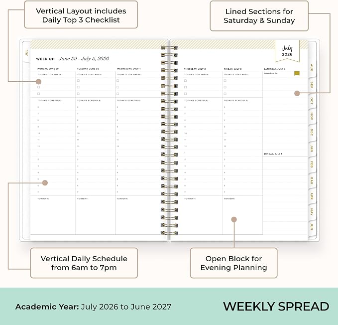 Blue Sky Day Designer 2026-2027 Weekly and Monthly Academic Year Planner - Image 3