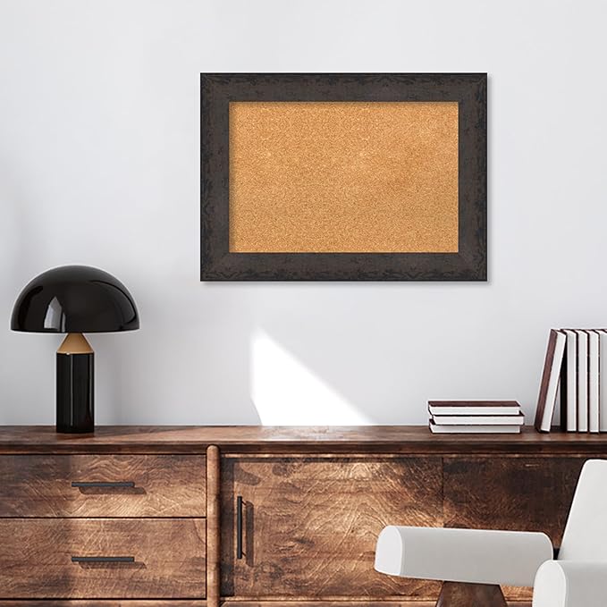 Amanti Art Natural Cork Board for Wall, 21x29 Vision Board with Black Wood Frame, Medium Corkboard Office Decor for Home Organization, Modern Corkboard Pinboard to Display Items for Home Organization-DeskLoop Office
