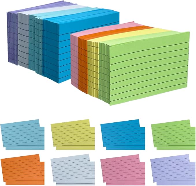 TFLFL Index Paper Cards 3x5 Inch, Thin Note Cards Paper 8 Colors Ruled Index by TFLFL