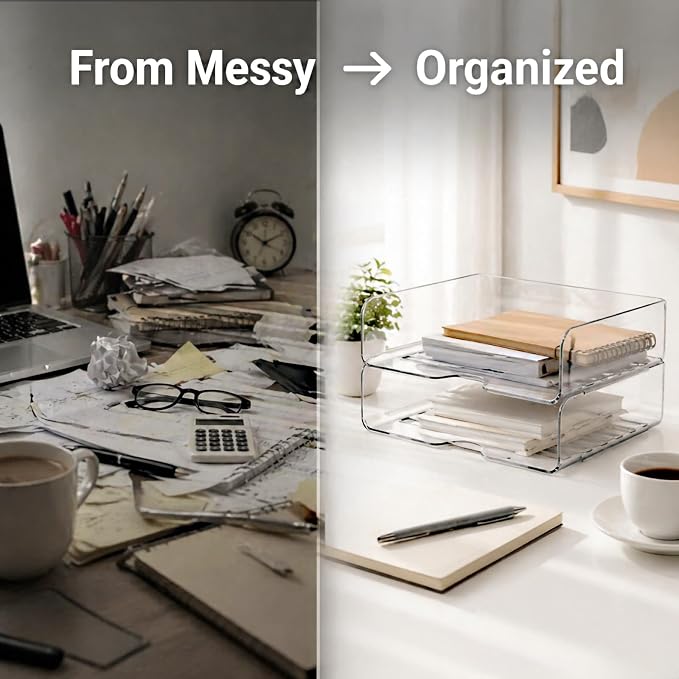 DCA Large Capacity Desk Organizer, 2 Tier Paper Organizer, Letter Tray File - Image 2