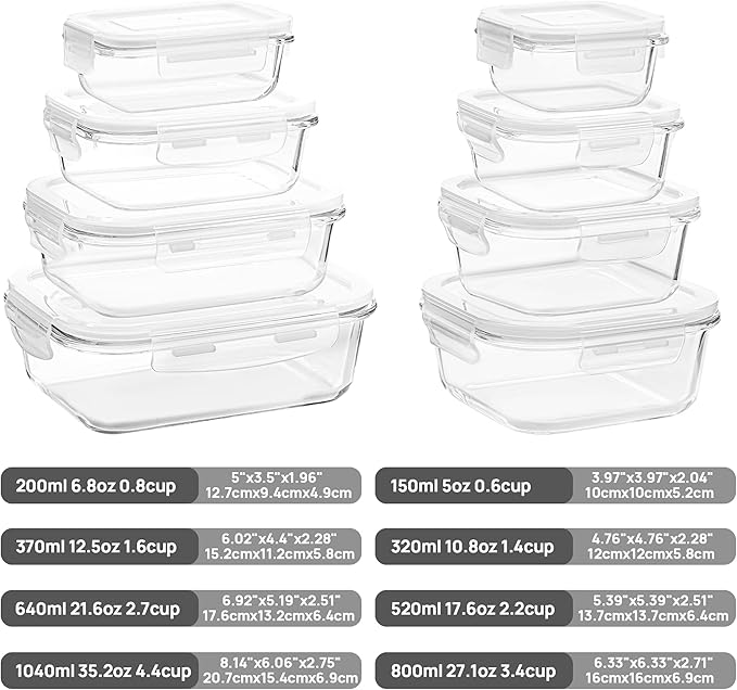 Vtopmart 8 Pack Glass Food Storage Containers - Image 2