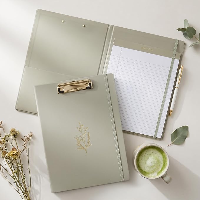 Aesthetic Clipboard Folio with Refillable Lined Notepad & Interior Pocket – by ZICOTO