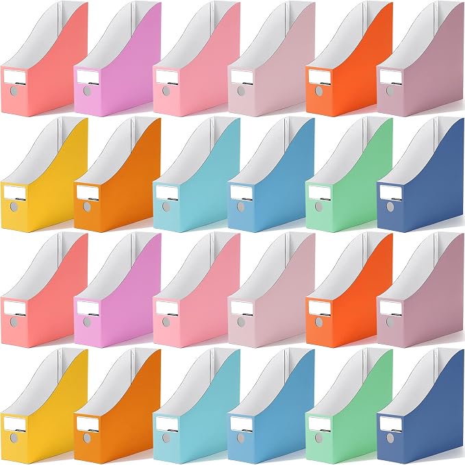 Colarr 24 Pcs Cardboard Magazine Holders 12 Colors Magazine Storage Box by Colarr