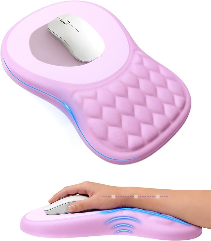 Ergonomic Mouse Pad with Wrist Rest, Slope Design Memory Foam Support, Smooth by PVIPCZ