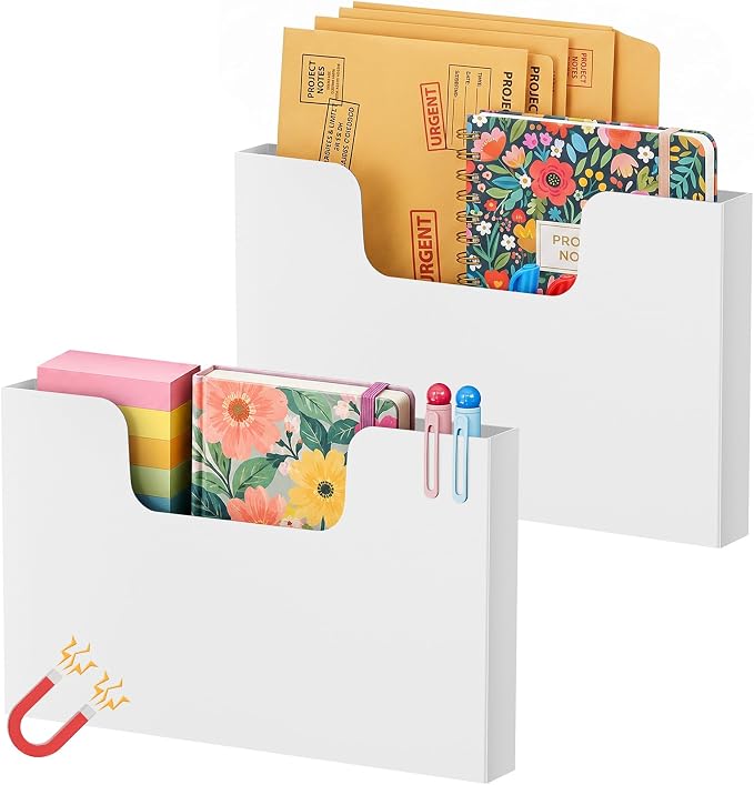 Marbrasse 2P Magnetic File Holder, Magnetic Hanging Wall File Organizer by Marbrasse
