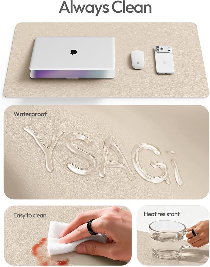 YSAGi Leather Desk Protector, Office Mat, Large Mouse Mat, Non-Slip PU Leather - Image 8