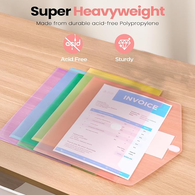 Sooez 24 Packs Plastic Envelopes Plastic File Folders, Fresh Colors - Image 7