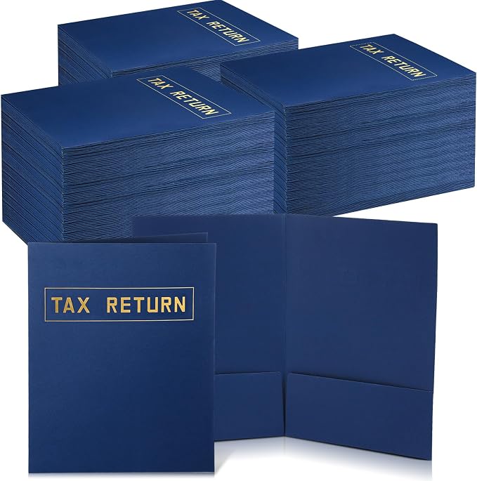 Kosiz 300 Pcs Tax Return Folders Bulk 9 x 12 Inch 2 Pocket Gold Foil Stamped by Kosiz