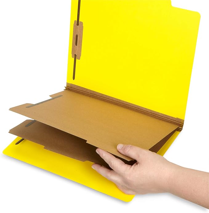 10 Yellow Classification Folders, 2 Divider, 2 Inch Expansions, Durable 2 - Image 3