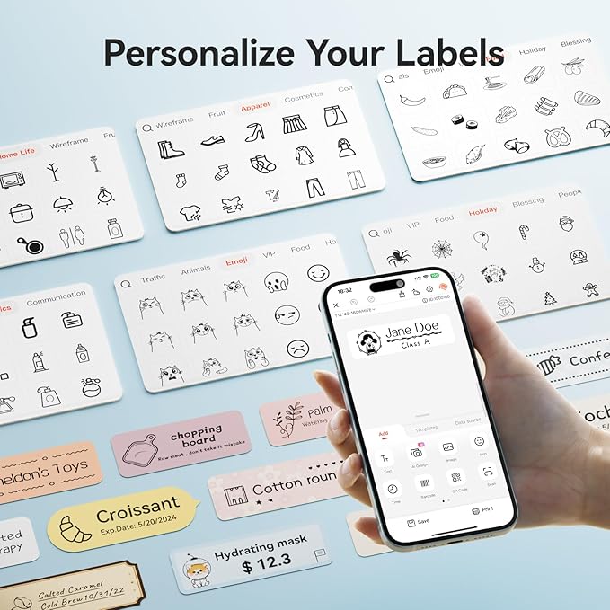 NIIMBOT Label Maker Machine Bluetooth Label Printer for School Home Office Organization,Wireless Mini Labeler D110 Upgraded Version, Label Machine with Label, Light Blue-DeskLoop Office