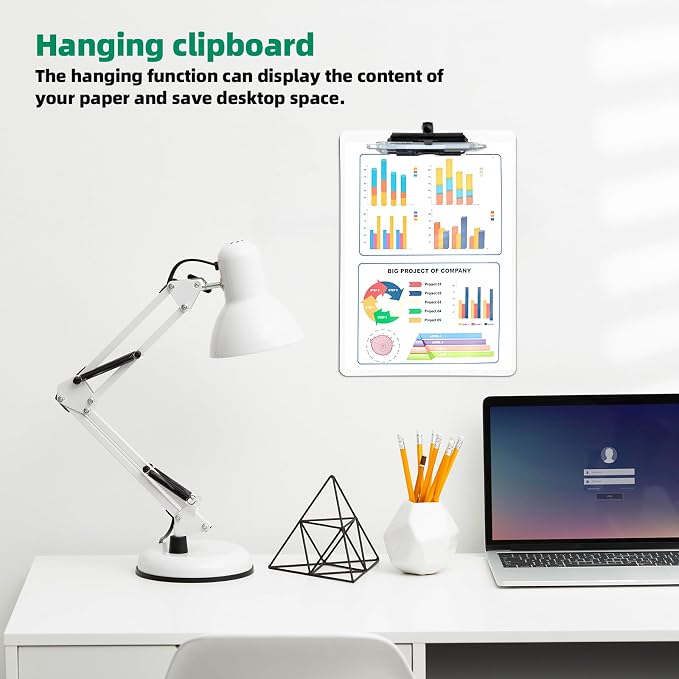 FRETONBA White Clipboard with Pen Holder, 2 Pack Plastic Clipboard with Low - Image 6