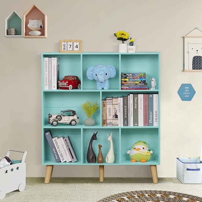 LEYAOYAO Bookshelf,3 Tier Book Shelf with Legs,Pink Modern Bookshelf,Large Freestanding Open Modern Bookshelves,Display Bookcases Decor Furniture for Nursery-DeskLoop Office